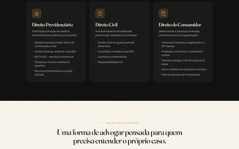 Seção 1 do site Alice Pacheco Advocacia