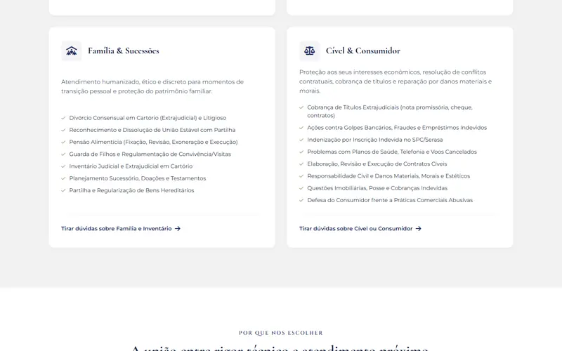 Seção 2 do site Cecconello Souza Advogados