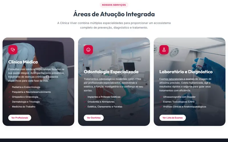 Seção 1 do site Clínica Viver