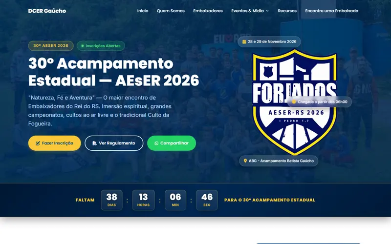 Seção 2 do site Embaixadores do Rei