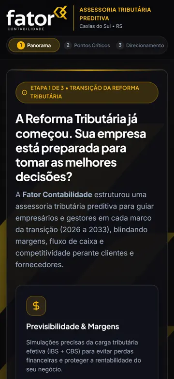 Site Fator Contabilidade & XP no celular