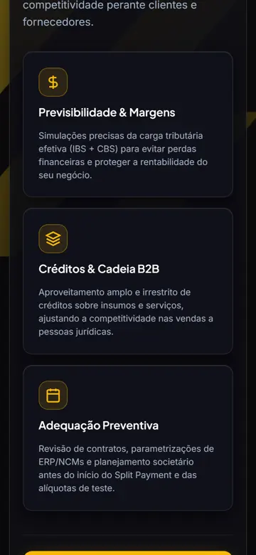 Tela 2 do site Fator Contabilidade & XP no celular: os pontos de atenção, um por cartão