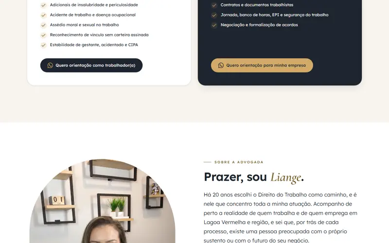 Seção 1 do site Liange Ortiz Mendes