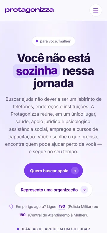 Site Protagonizza no celular